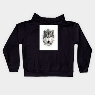 Wolf with blue eyes Kids Hoodie